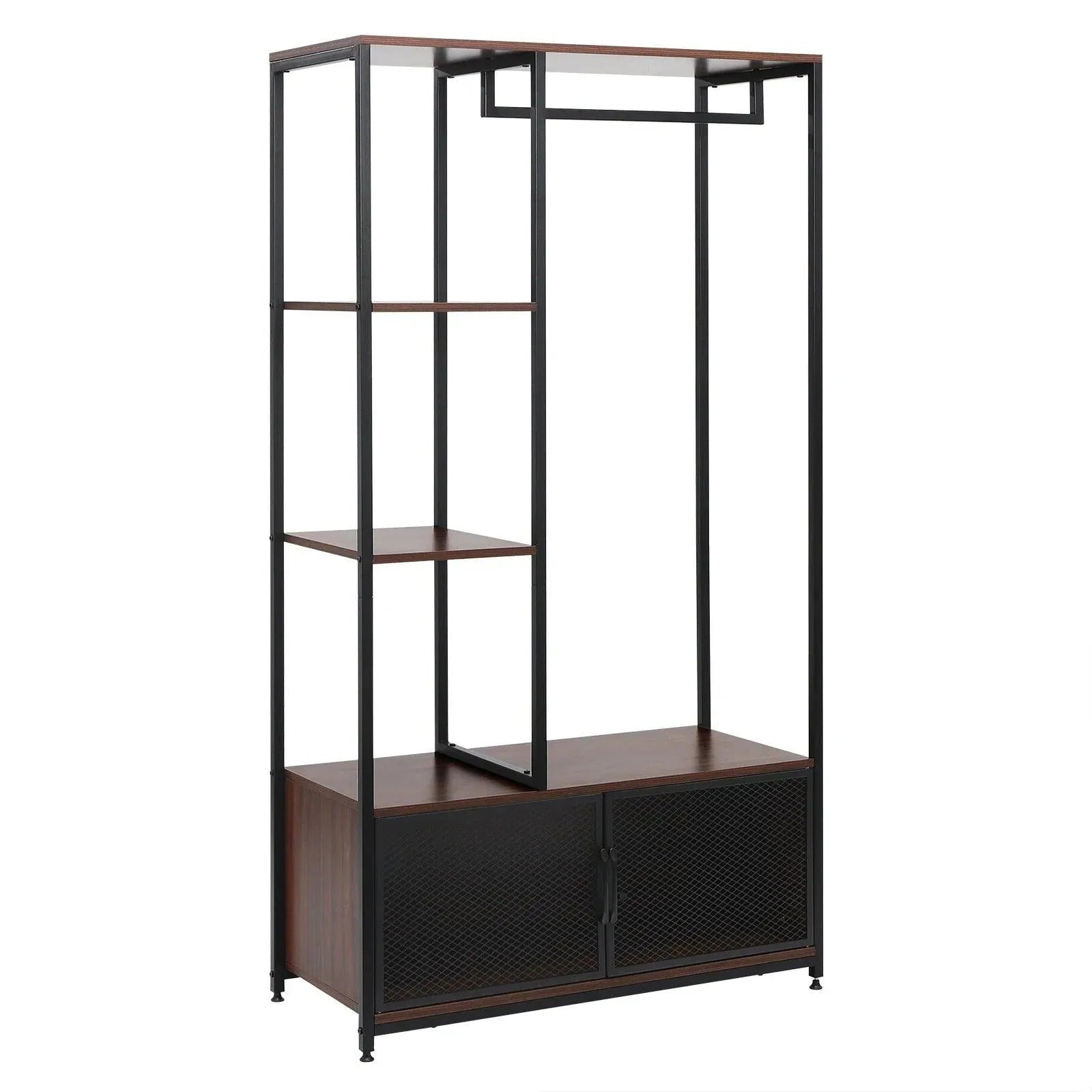 Feronza® Kledingrek met Opbergrek - Vrijstaand Metalen Kledinghanger met Opbergkast voor de Slaapkamer - Feronza